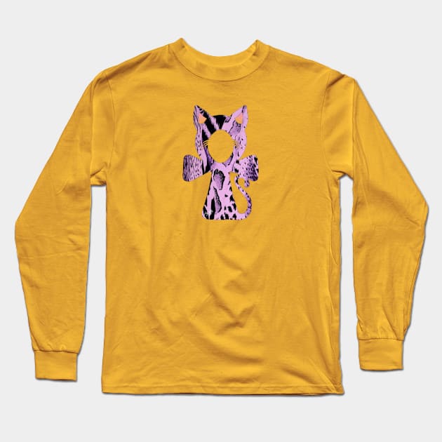 Animal Print Cat Ankh Long Sleeve T-Shirt by TonyaRoach143